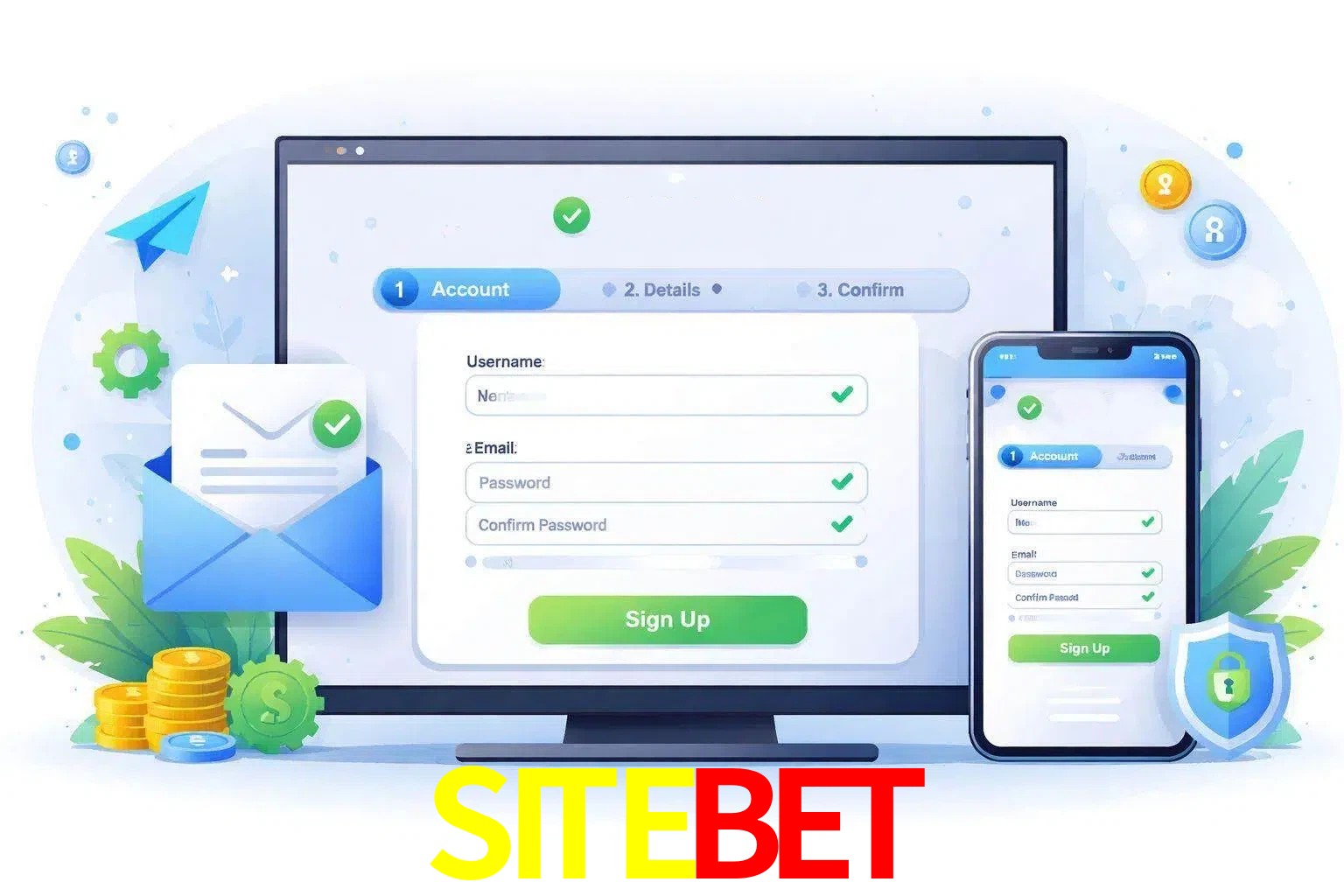 Registro de nuevo usuario y configuración de cuenta SITEBET